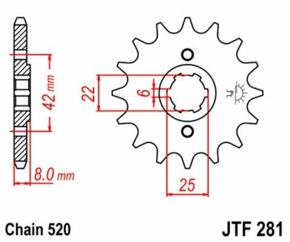Kit chaine EK CHAIN JT 520SRX2 15/43 - couronne standard