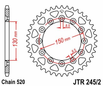 Kit chaine EK CHAIN JT 520SRX2 15/43 - couronne standard