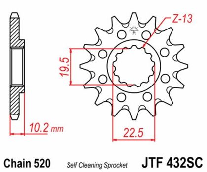 EK CHAIN JT 520SRX2 14/43 - standard tandhjul Kædesæt