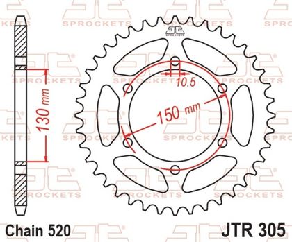 Kit chaine EK CHAIN JT 520SRX2 16/46 - couronne standard