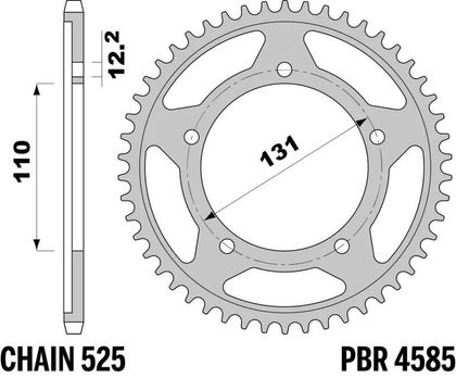 EK CHAIN PBR 525 SRX2 - 17/45 - 128 Forstærket stålkrone Kædesæt