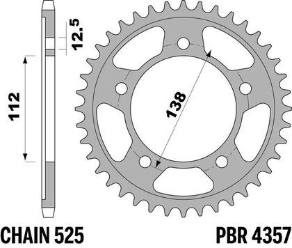 EK CHAIN PBR 525 SRX2 - 15/42 - 118 Standard stålkrone Kædesæt