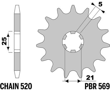 Kit chaine EK CHAIN PBR 520 SRX2 - 14/50 - 110 Couronne alu standard Ref : EKC05467A / 3071475 KAWASAKI 250 KLX 250 R (KLX250D) - 1993 - 1996