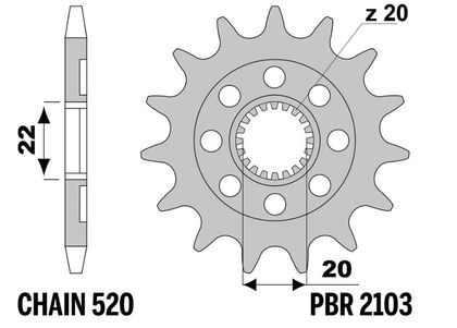 EK CHAIN PBR 520 SRX2 - 13/43 - 108 Standard stålkrone Kædesæt