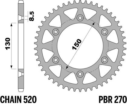 EK CHAIN PBR 520 SRX2 - 13/43 - 108 Standard stålkrone Kædesæt