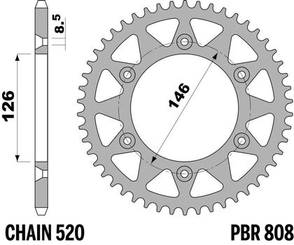 EK CHAIN PBR 520 SRX2 - 15/44 - 112 Standard stålkrone Kædesæt Ref : EKC05485A / 3071531 SUZUKI 400 DR-Z 400 S - 2000 - 2014