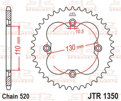 EK CHAIN JT 520 SRX2 - 14/38 - 94 Standard stålkrone Kædesæt Ref : EKC05489A / 3071552 HONDA 450 TRX 450 R SPORTRAX KICK START 2WD (TE30) - 2004 - 2005