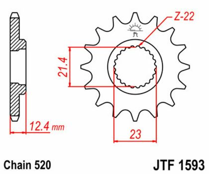 EK CHAIN JT 520 SRX2 - 14/38 - 92 Standard stålkrone Kædesæt Ref : EKC05490A / 3071554 YAMAHA 250 YFM 250 RAPTOR 2WD - 2008 - 2013