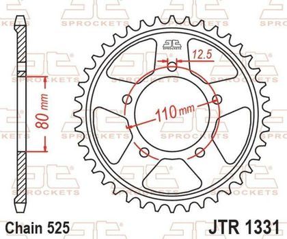 EK CHAIN JT 525 SRX2 - 16/42 - 124 Standard stålkrone Kædesæt