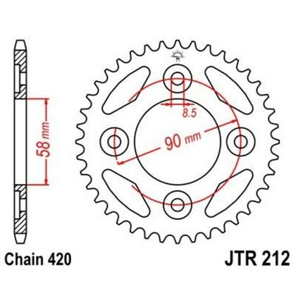 EK CHAIN JT 420 SR - 15/34 - 98 Standard stålkrone Kædesæt Ref : EKC05528A / 3073271 HONDA 125 MONKEY - 2018 - 2021