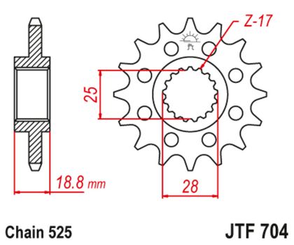Kit chaine EK CHAIN JT 525MVXZ2 15/40 - 110 couronne standard