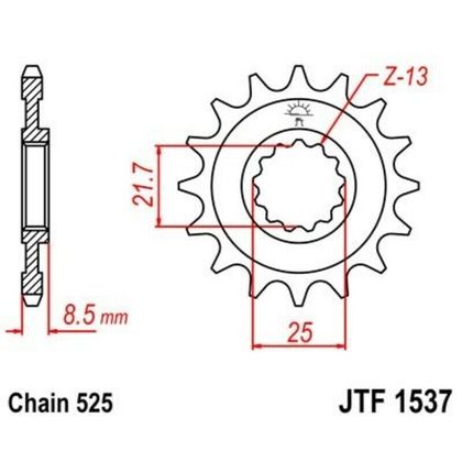 EK CHAIN JT 525MVXZ2 15/42 - 112 standard tandhjul Kædesæt Ref : EKC05541A / 3073321 