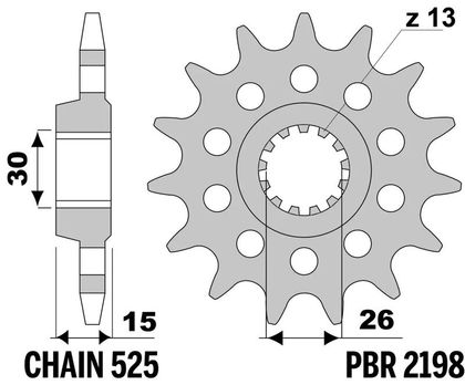 Kit chaine EK CHAIN PBR 525 ZVX3 - 17/45 - 120 Couronne alu renforcé