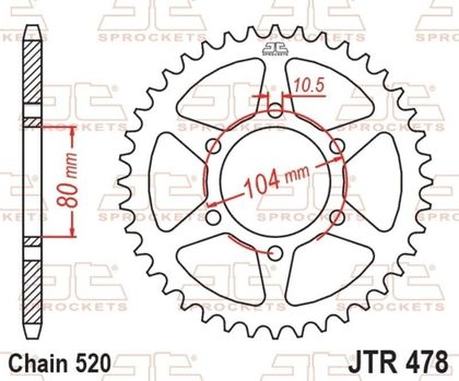 EK CHAIN JT 520SRX2 - 14/48 - 114 Standard stålkrone Kædesæt