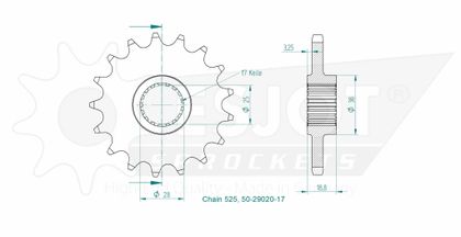 Pignon de sortie de boite Esjot 17 dents