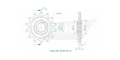 Pignon de sortie de boite Esjot 14 dents