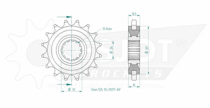 Pignon de sortie de boite Esjot 16 dents