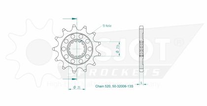 Pignon de sortie de boite Esjot 13 dents