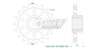 Pignon de sortie de boite Esjot 19 dents
