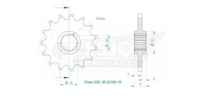 Esjot 15 tanden Uitgaand rondsel versnellingsbak