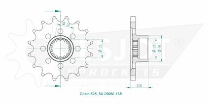Esjot 16 teeth Gearbox output pinion
