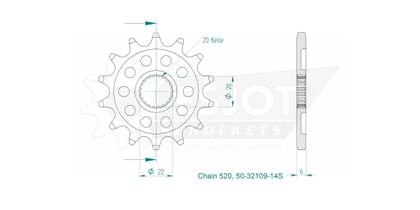 Esjot 14 teeth Gearbox output pinion