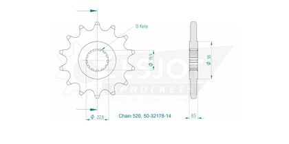 Esjot 14 teeth Gearbox output pinion