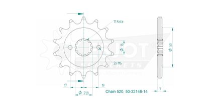 Esjot 14 teeth Gearbox output pinion