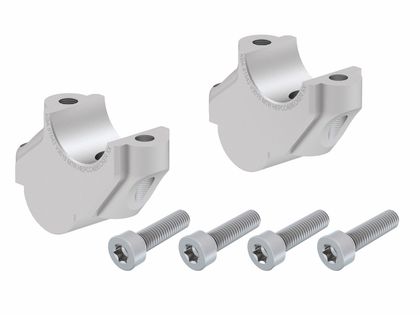 Rehausseur de guidon Hepco & Becker avec déport 30 mm de haut et 15 mm en arrière - argent