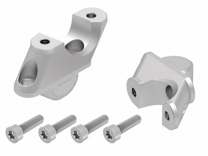 Rehausseur de guidon Hepco & Becker avec déport 30 mm de haut et 21 mm en arrière - argent