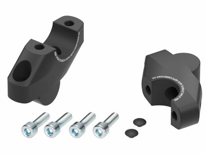 Rehausseur de guidon Hepco & Becker avec déport 30 mm de haut et 21 mm en arrière - noir