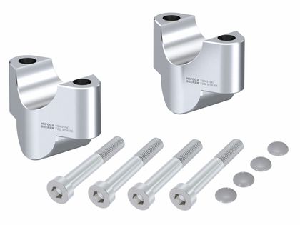 Rehausseur de guidon Hepco & Becker 25 mm - argent Ref : HBE00756A / 42307603 25 09 KTM 1290 1290 SUPER DUKE R - 2020 - 2023