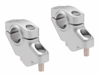 Rehausseur de guidon Hepco & Becker avec déport 30 mm de haut et 21 mm en arrière - argent Ref : HBE00880A / 42404556 00 09 YAMAHA 950 SCR 950 ABS (VN078) - 2017 - 2020