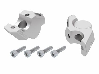 Rehausseur de guidon Hepco & Becker avec déport 30 mm de haut et 25 mm en arrière - argent