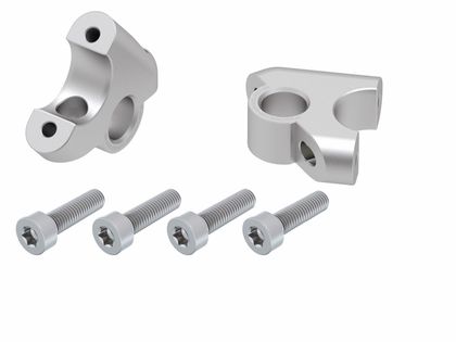 Rehausseur de guidon Hepco & Becker avec déport 30 mm de haut et 24 mm en arrière - argent Ref : HBE00955A / 42456514 00 09 BMW 1250 R 1250 GS ABS (0J91) - 2019 - 2023