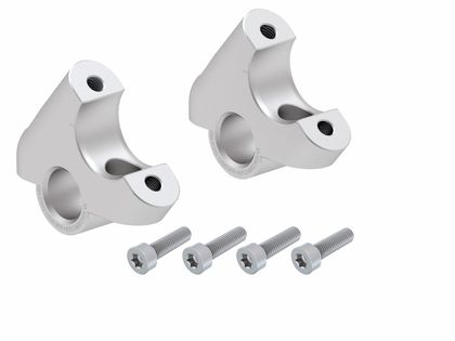 Rehausseur de guidon Hepco & Becker avec déport 30 mm de haut et 24 mm en arrière - argent