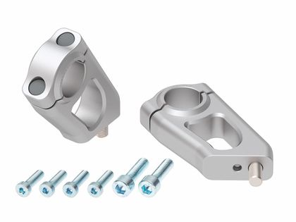 Rehausseur de guidon Hepco & Becker avec déport 20 mm de haut et 30 mm en arrière - argent