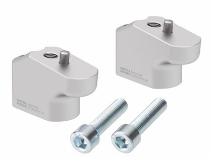 Rehausseur de guidon Hepco & Becker avec déport 30 mm de haut et 25 mm en arrière - argent Ref : HBE00965A / 42457613 00 09 TRIUMPH 850 TIGER 850 SPORT - 2021 - 2025