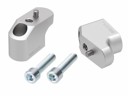 Rehausseur de guidon Hepco & Becker avec déport 30 mm de haut et 25 mm en arrière - argent