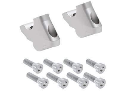 Rehausseur de guidon Hepco & Becker avec déport 30 mm de haut et 21 mm en arrière - argent Ref : HBE00966A / 42457651 00 09 ROYAL ENFIELD 650 SUPER METEOR 650 - 2023 - 2025