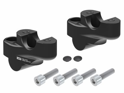 Rehausseur de guidon Hepco & Becker avec déport 30 mm de haut et 21 mm en arrière - noir