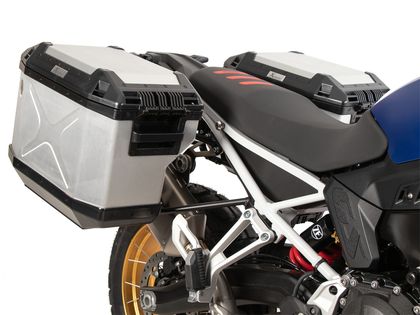 Valise Hepco & Becker Kit complet Xplore avec support Cutout - noir/argent Ref : HBE02042A / 6516534 00 01-00-40 BMW 900 F 900 GS - 2024 - 2025