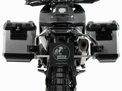 Valise Hepco & Becker Kit complet Xplore avec support Cutout - Acier inoxydable/argent