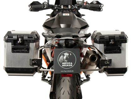 Valise Hepco & Becker Xplorer avec support Cutout - argent/Acier inoxydable
