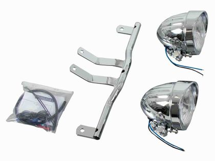 Feux Hepco & Becker Twinlight (route) avec support et câble - chrome Ref : HBE02520A / 400340 00 02 
