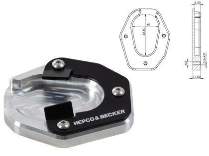 Extension de béquille Hepco & Becker latérale - noir/argent