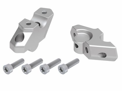 Rehausseur de guidon Hepco & Becker avec déport 30 mm de haut et 22 mm en arrière - argent