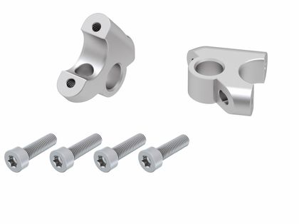 Rehausseur de guidon Hepco & Becker avec déport 30 mm de haut et 24 mm en arrière - argent Ref : HBE02987A / 42456523 00 09 