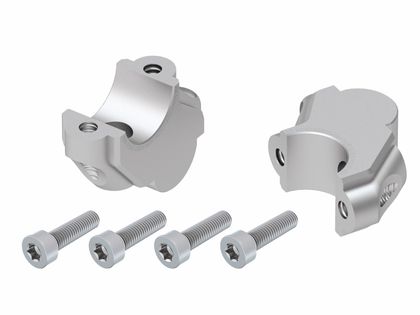 Rehausseur de guidon Hepco & Becker avec déport 30 mm de haut et 15 mm en arrière - argent Ref : HBE02995A / 4245922 00 09 BMW 1200 R 1200 GS (0307) - 2004 - 2007