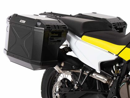 Valise Hepco & Becker Xplorer avec support Cutout - noir/Acier inoxydable